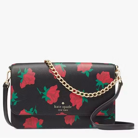 Kate Spade New York Madison Rose Toss Printed Small Flap Crossbody - Picture 1 of 10